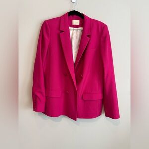 Sezane Raspberry Double-Breasted Blazer